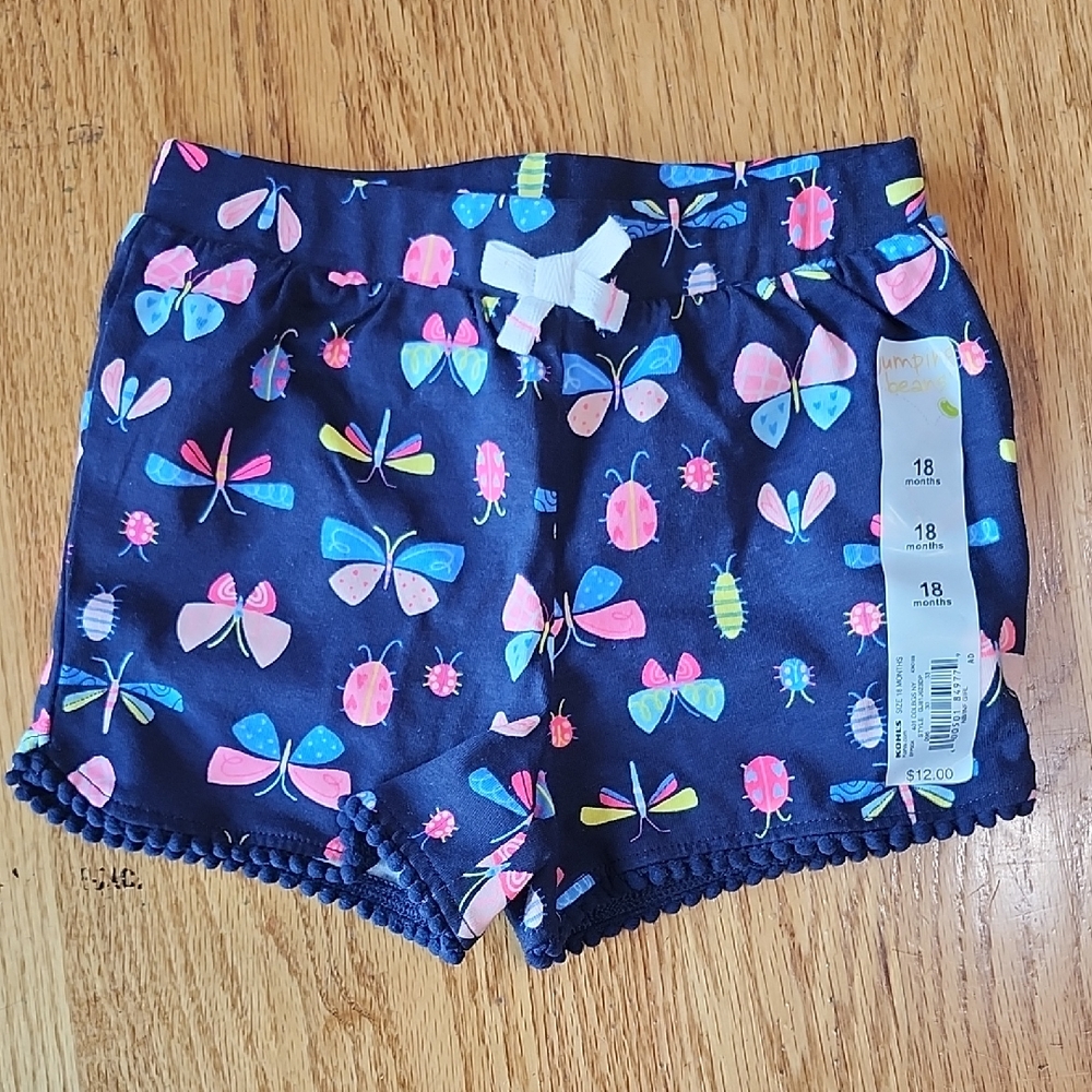 Colorful Insect Print Trimmed Shorts Girls 18 months Baby Infant Toddler New